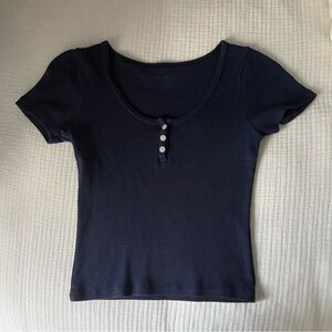 Brandy Melville Navy Crop Top with Buttons